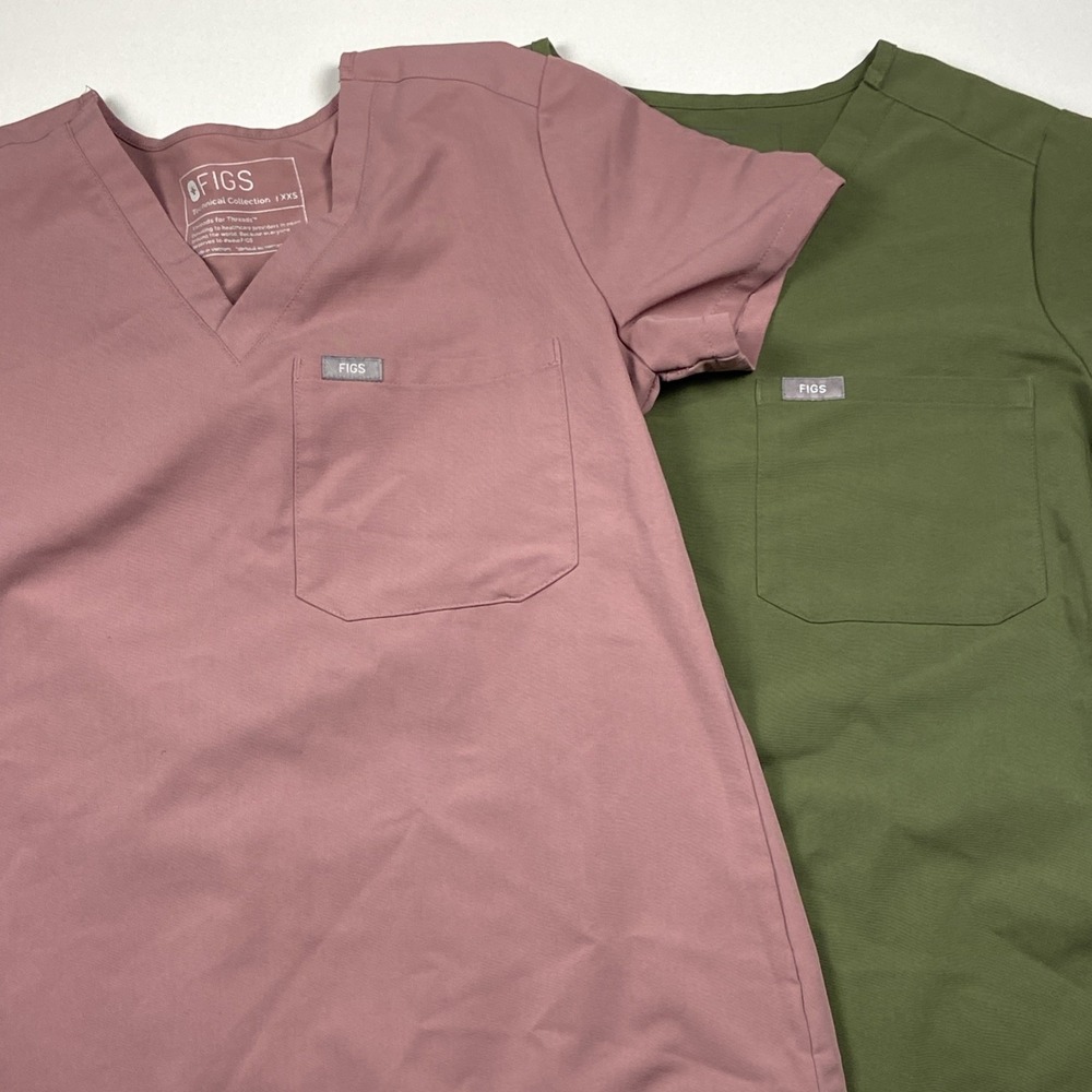FIGS Catarina One-Pocket Scrub Tops XXS Technical Collection Medical Set of 2